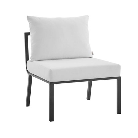 MODWAY FURNITURE Riverside Outdoor Patio Aluminum Armless Chair - Gray & White EEI-3567-SLA-WHI